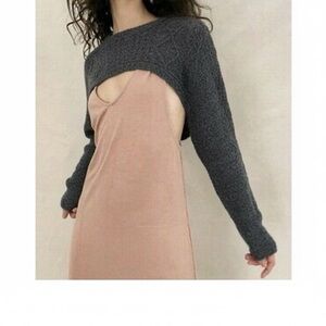 Free People | Mercury Cable Knit Black & White Cropped Shrug Sweater